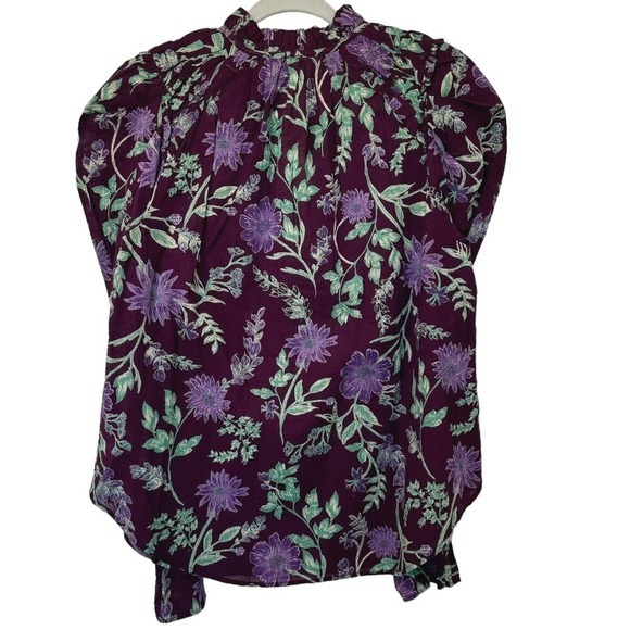 Free People Meant to Be Floral Puff Sleeve Button Up Blouse Top NWT - Picture 4 of 13